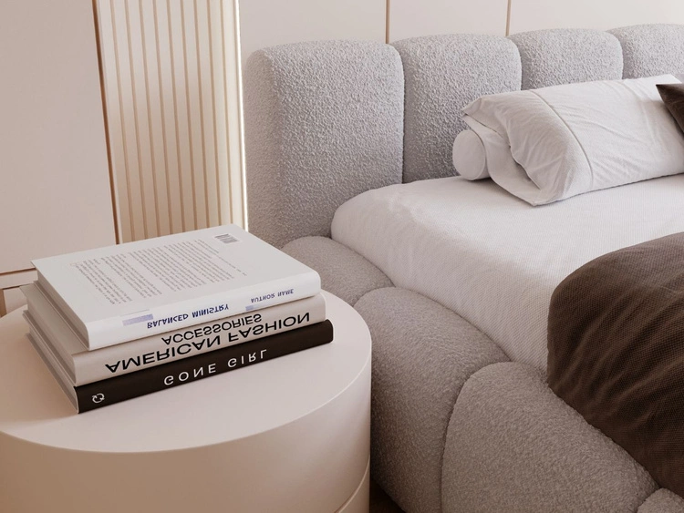 Łóżko tapicerowane z pojemnikiem i stelażem 180x200 Cloud Low szare