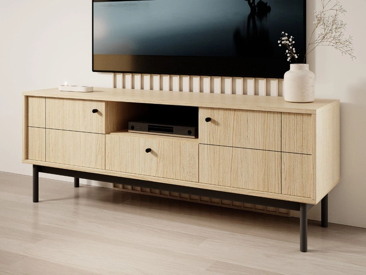Szafka pod telewizor z szufladami i drzwiczkami Julio Dąb Linea