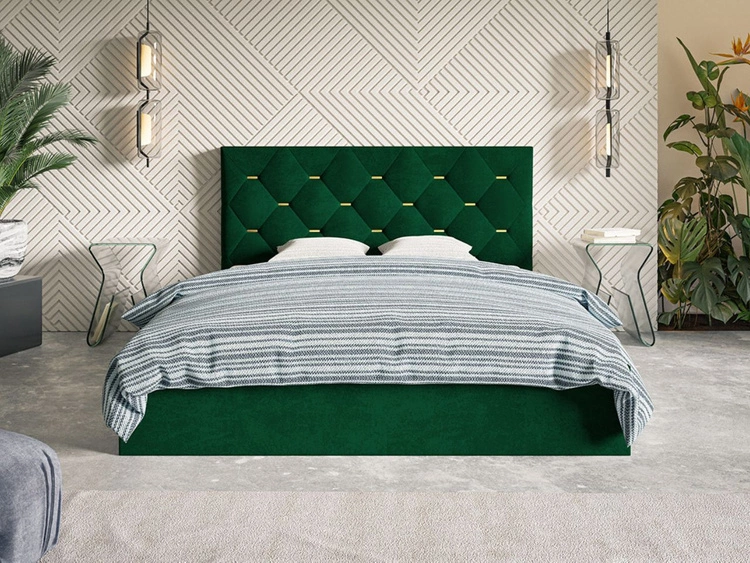 Łóżko tapicerowane z pojemnikiem i stelażem 180x200 Salento zielone