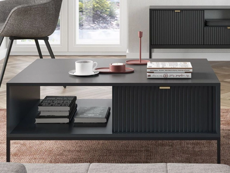 Stolik kawowy industrialny nowoczesny Amber Czarny