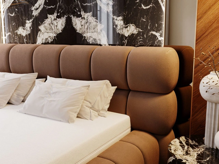 Łóżko tapicerowane z pojemnikiem i stelażem 120x200 Mellow Brązowy