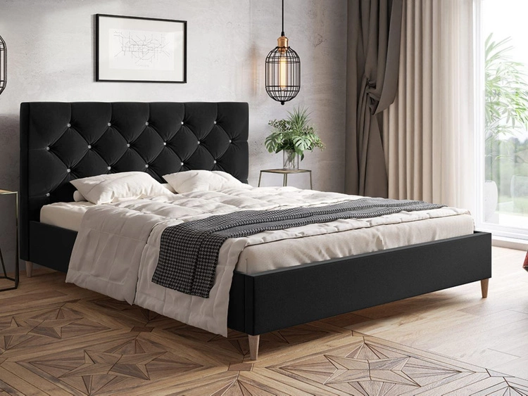Łóżko tapicerowane ze stelażem 160x200 Tril Czarne