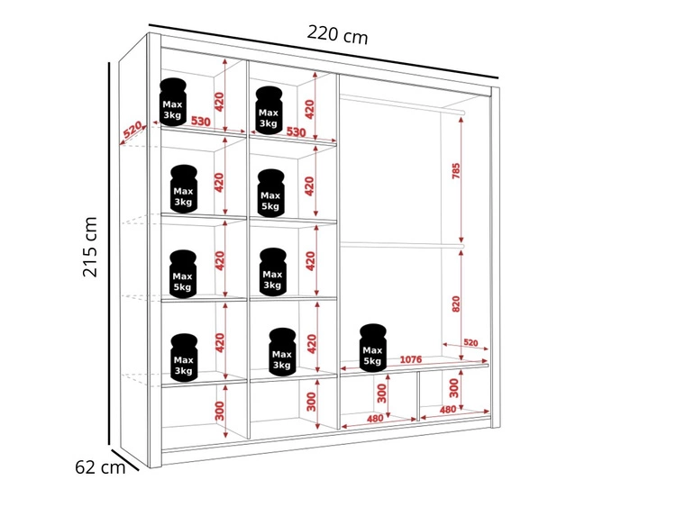 Szafa dwudrzwiowa z drzwiami przesuwnymi 220 Bino Ciemnobrązowa