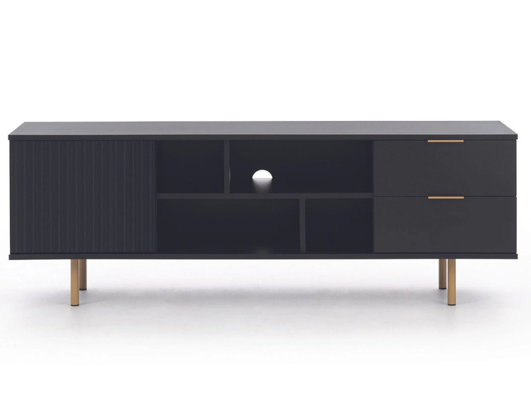 Szafka pod telewizor z szufladami i drzwiczkami Ankara Czarna