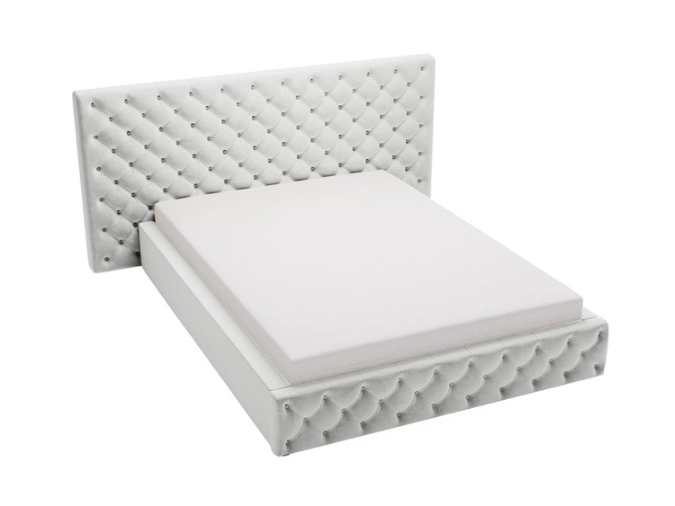 Łóżko tapicerowane z pojemnikiem i stelażem 140x200 cm Madera Jasnoszare