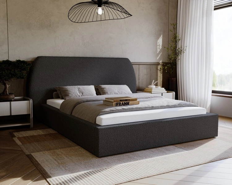 Łóżko tapicerowane z pojemnikiem i stelażem 180x200 cm Blossom Czarne