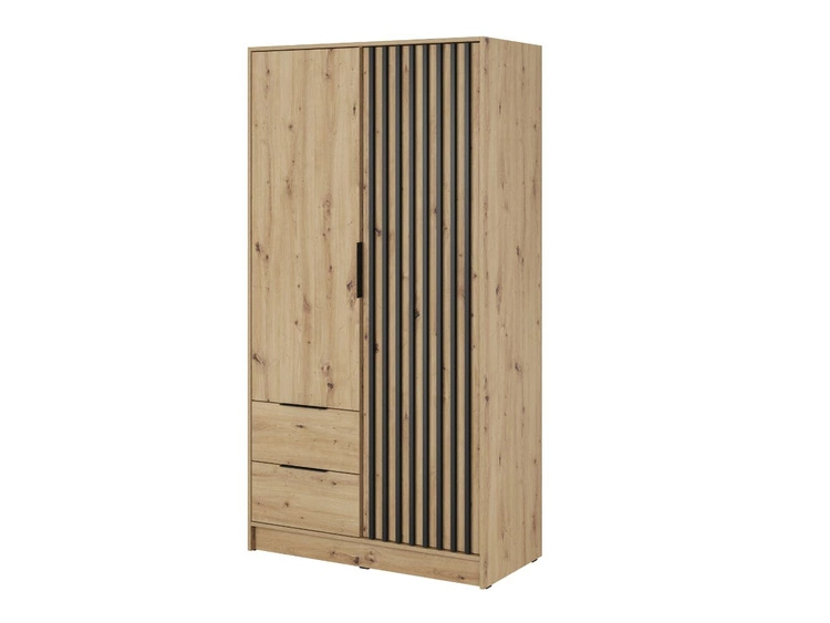 Szafa dwudrzwiowa z drzwiami uchylnymi 105 cm Macron Dąb Artisan z lamelami