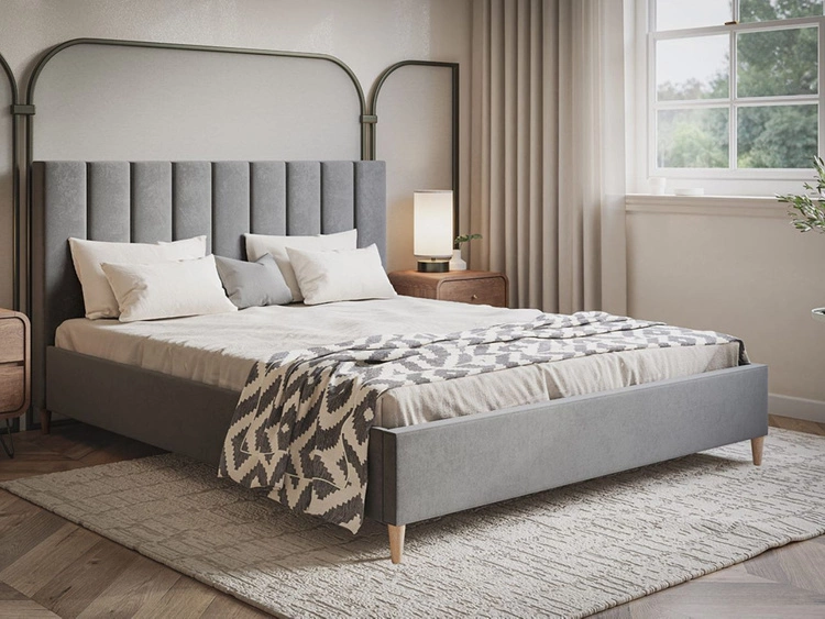 Łóżko tapicerowane ze stelażem 180x200 Snazi Szary