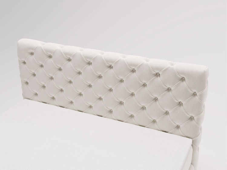 Łóżko kontynentalne z pojemnikiem na pościel 160x200 cm Canolo Kremowe