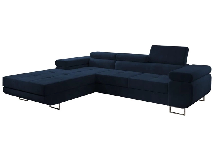 Narożnik L lewy z funkcją spania i pojemnikiem Solam Ciemny niebieski