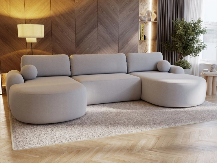 Narożnik U z funkcją spania i pojemnikiem Aurio Szary