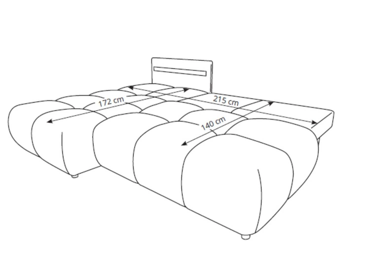 Narożnik z funkcją spania i pojemnikiem Prawy Milet Ciemnoniebieski