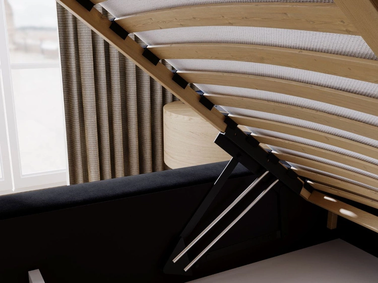 Łóżko tapicerowane z pojemnikiem i stelażem 120x200 Plaza Czarne