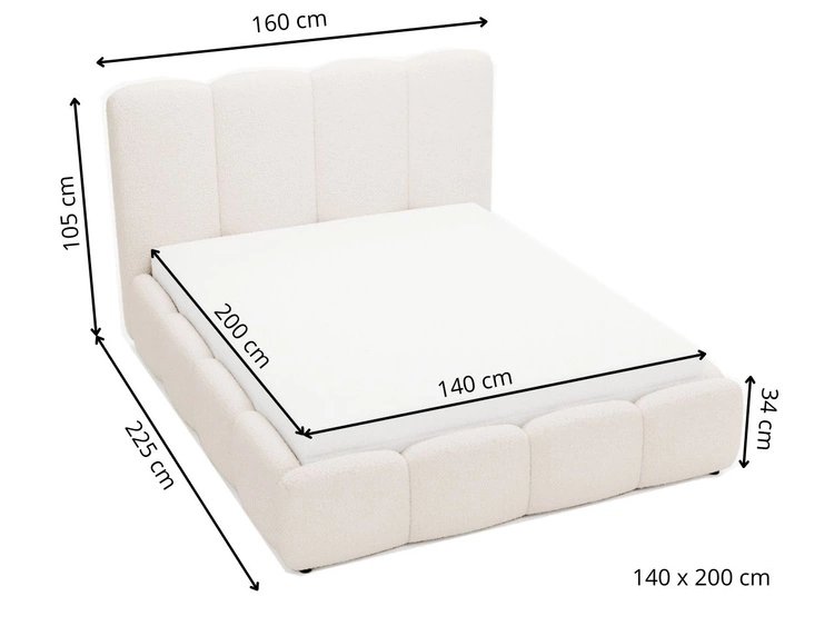 Łóżko tapicerowane z pojemnikiem i stelażem 140x200 Galli Czarne
