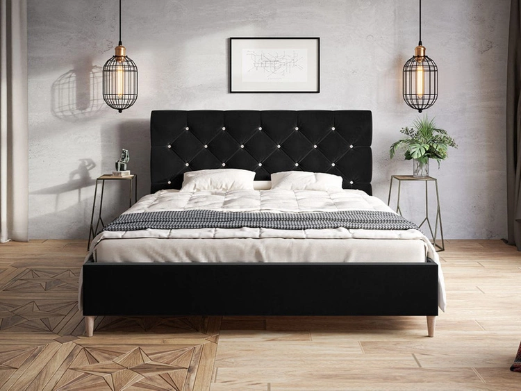 Łóżko tapicerowane ze stelażem 140x200 Tril Czarne