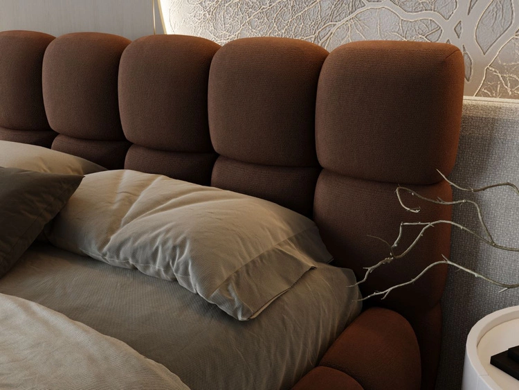 Łóżko tapicerowane z pojemnikiem i stelażem 120x200 Modo Brązowe