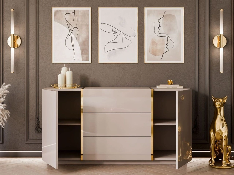 Zestaw mebli do salonu w stylu glamour Lunelie Kaszmir