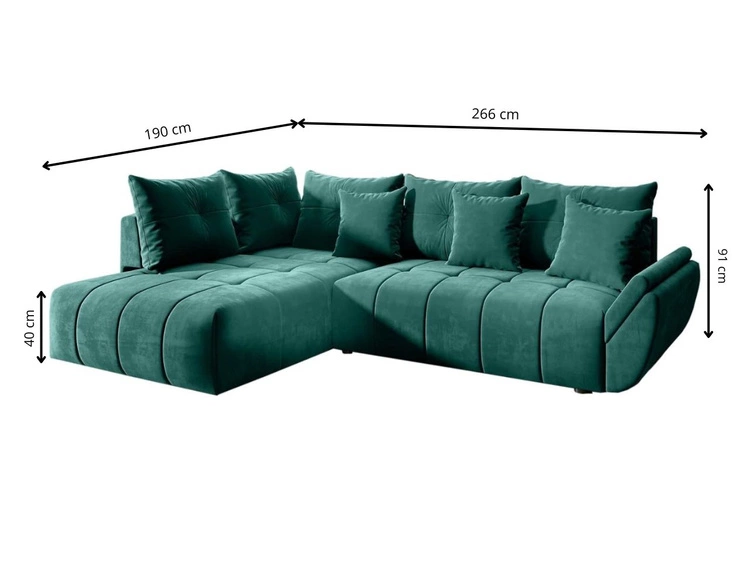 Narożnik L uniwersalny z funkcją spania i pojemnikiem Genoa Antracytowy