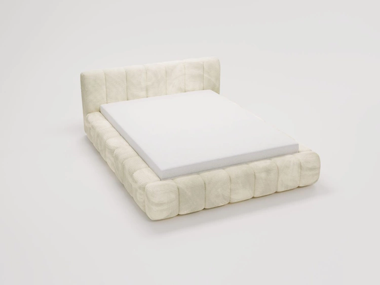 Łóżko tapicerowane z pojemnikiem na pościel 120x200 Ibiza Kremowe