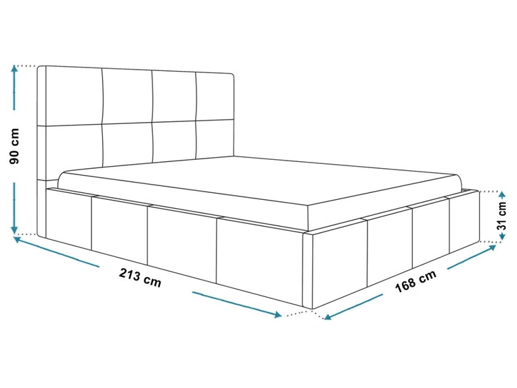 Łóżko tapicerowane z pojemnikiem i stelażem 160x200 Malo czarne