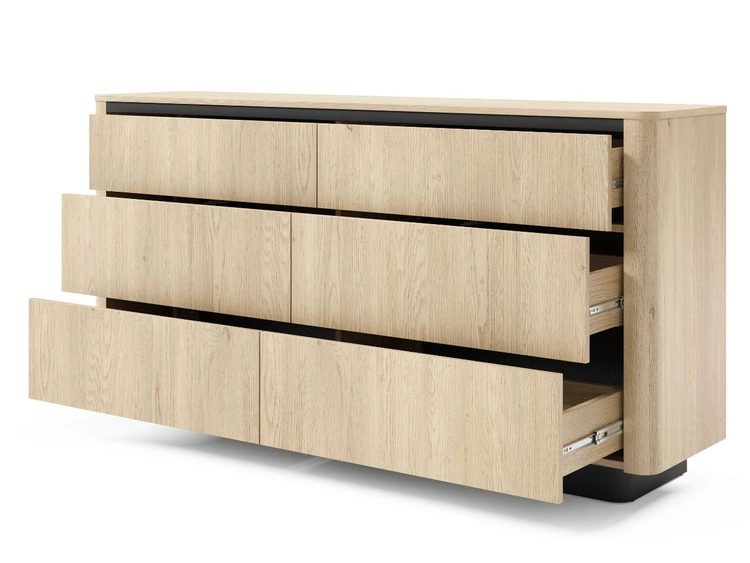 Komoda z sześcioma szufladami 160 cm Fascino Dąb Cremona, czarny