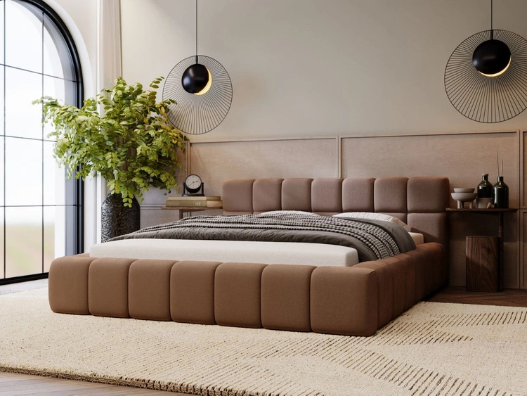 Łóżko tapicerowane z pojemnikiem i stelażem 120x200 Alicante Brązowy