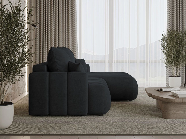 Narożnik L Prawy z funkcją spania i pojemnikiem Caleo Czarny