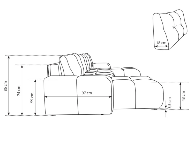 Narożnik U z funkcją spania i pojemnikiem Sile U Jasnoróżowy