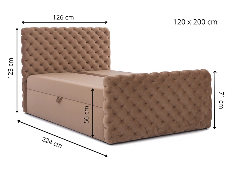 Łóżko kontynentalne z pojemnikiem na pościel 120x200 Cleo Lux Brązowe