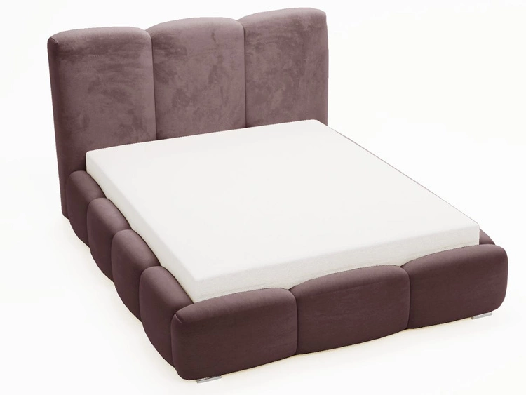 Łóżko tapicerowane z pojemnikiem i stelażem 140x200 cm Bubble Brązowe