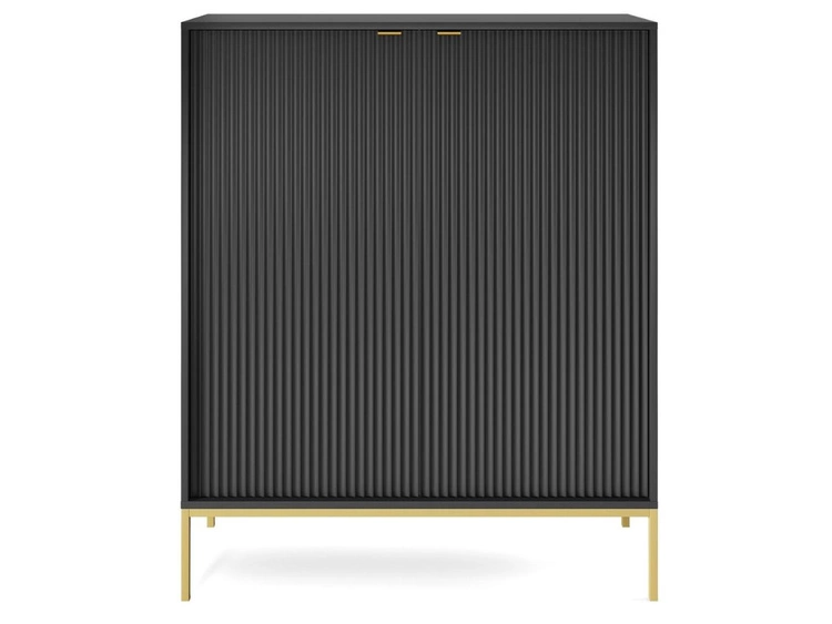 Komoda z drzwiami Amber czarna na złotych nogach