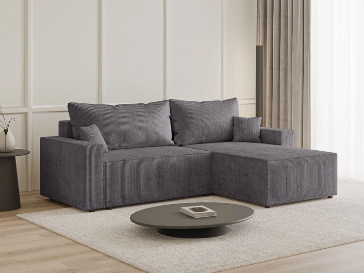 Narożnik L uniwersalny z funkcją spania i pojemnikiem Nivo Grafitowy