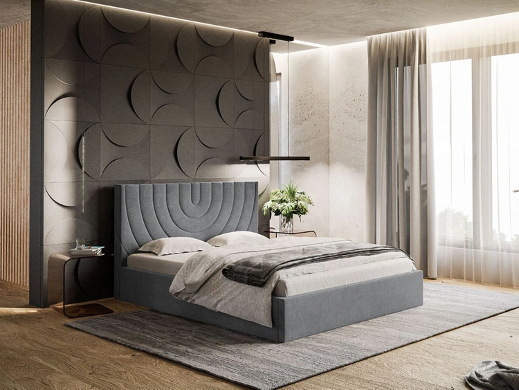 Łóżko tapicerowane z pojemnikiem i stelażem 120x200 Corti Szary