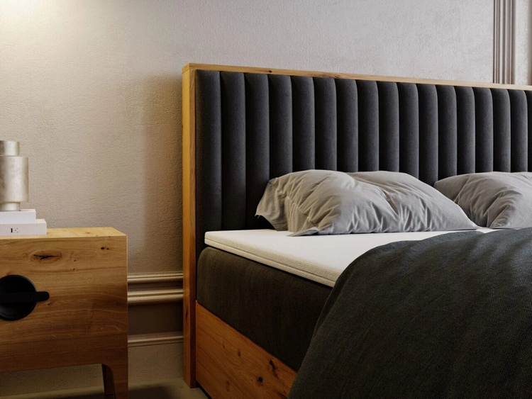 Łóżko kontynentalne z pojemnikiem na pościel 160x200 Forest Antracytowe