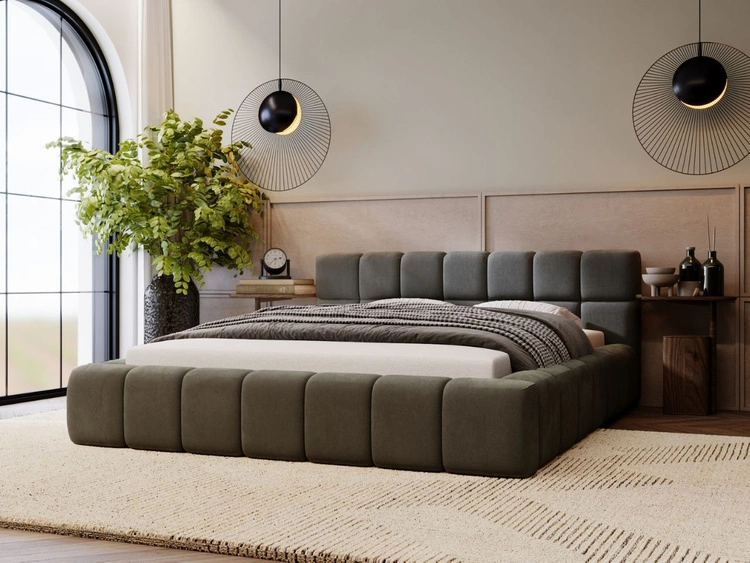 Łóżko tapicerowane z pojemnikiem i stelażem 120x200 Alicante Ciemny szary