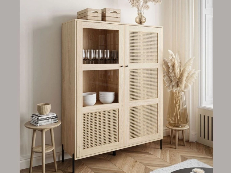 Witryna stojąca dwudrzwiowa w stylu boho Bellance dąb puccini