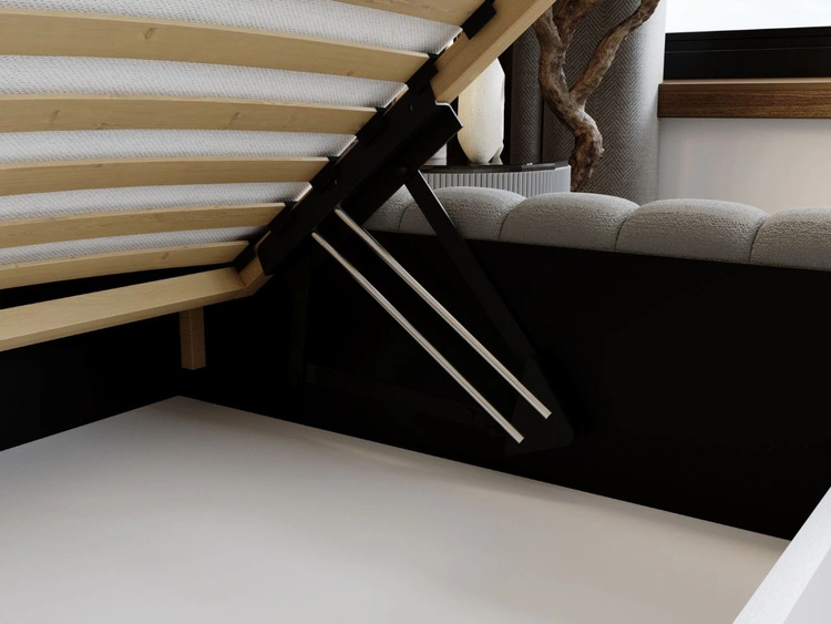 Łóżko tapicerowane z pojemnikiem i stelażem 160x200 Bliss Szare