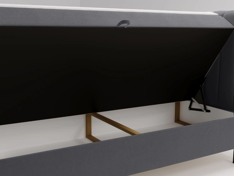 Łóżko kontynentalne z pojemnikiem na pościel 140x200 Primavera Ciemnoszare