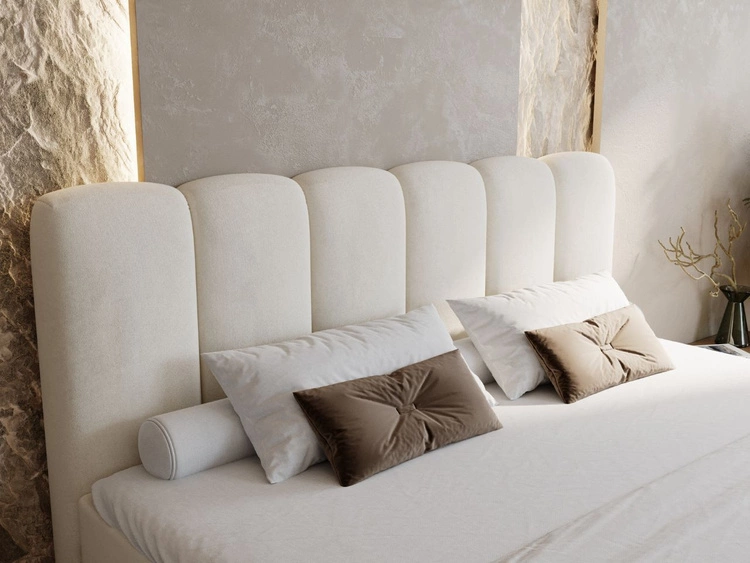 Łóżko kontynentalne z pojemnikiem na pościel 140x200 Cloud Beżowy