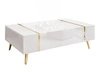 Zestaw mebli do salonu na złotych metalowych nóżkach i ze złotymi uchwytami Lunelie Biały połysk