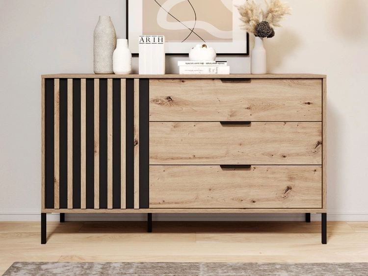 Komoda z drzwiami i szufladami Turia Dąb Artisan, Antracyt