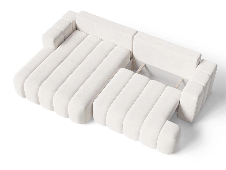 Narożnik L Lewy z funkcją spania i pojemnikiem Caleo Kremowy