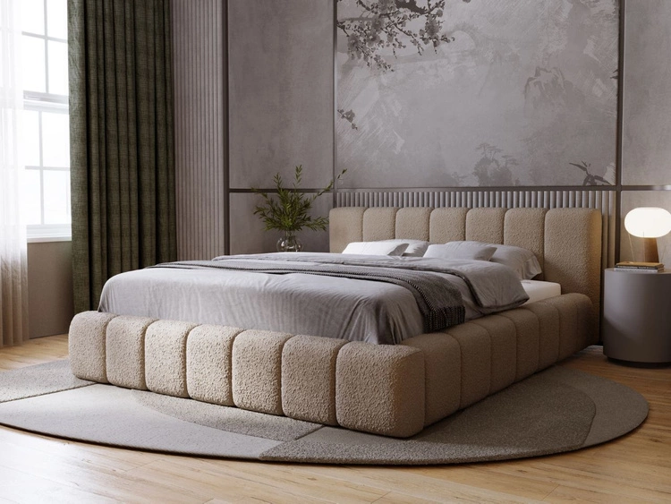 Łóżko tapicerowane z pojemnikiem i stelażem 180x200 Orio Brązowy