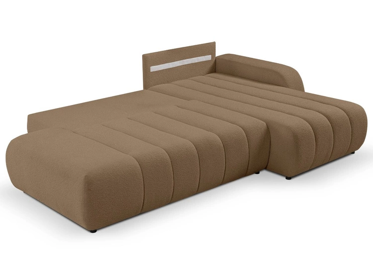 Narożnik z pojemnikiem i funkcją spania Prawy Adoro Brązowy