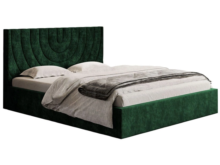 Łóżko tapicerowane z pojemnikiem i stelażem 120x200 Corti Ciemny zielony