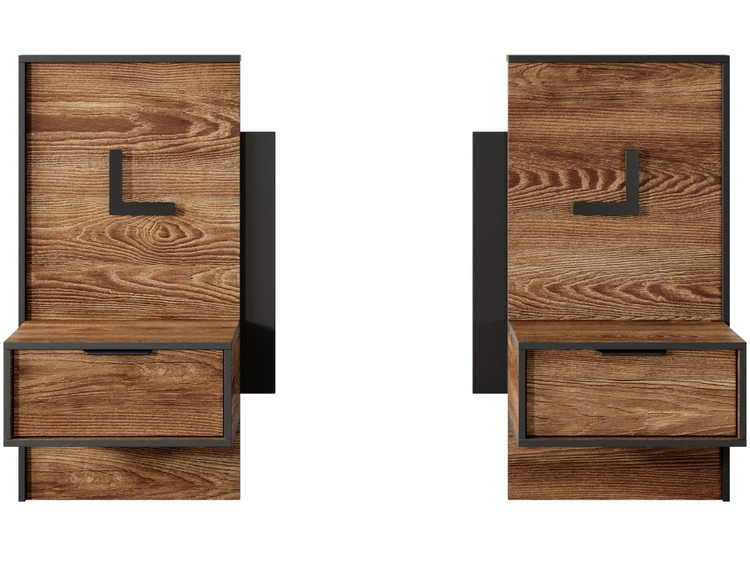 Zestaw dwóch stolików nocnych Montreal Brązowy, Czarny