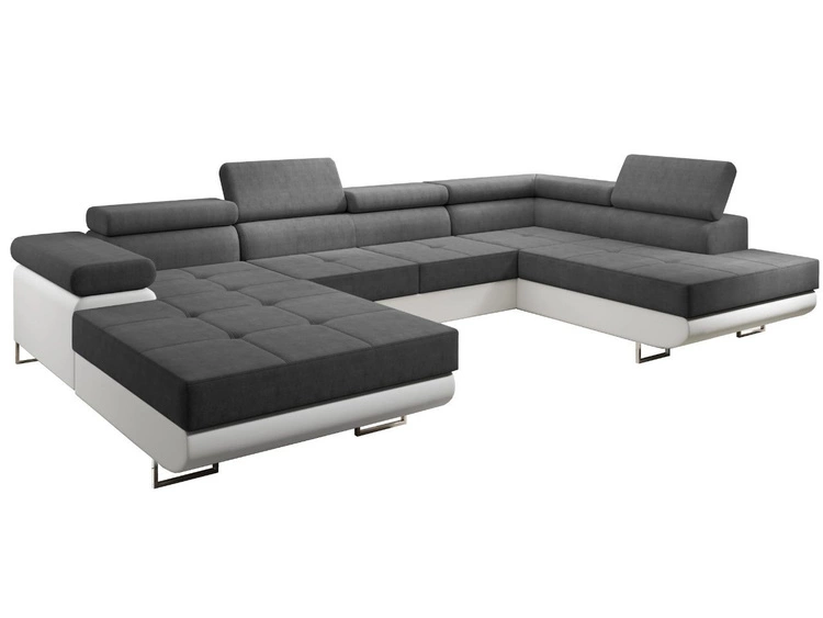 Narożnik U prawy z funkcją spania i pojemnikiem Solam U Grafit, Biały