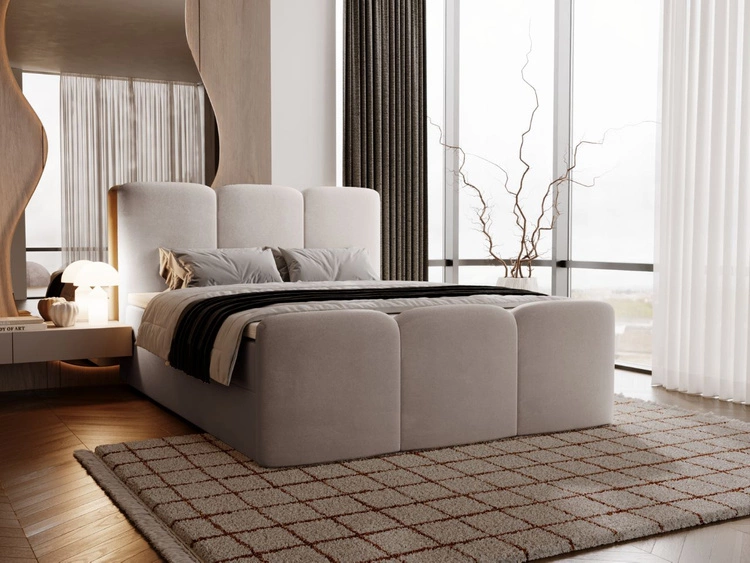 Łóżko kontynentalne z pojemnikiem na pościel 120x200 Campi Szare