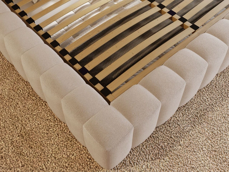 Łóżko tapicerowane z pojemnikiem i stelażem 120x200 cm Rotto Beżowe