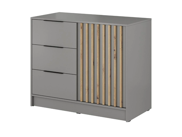 Komoda z drzwiami i szufladami Macron 105 cm Szary z lamelami